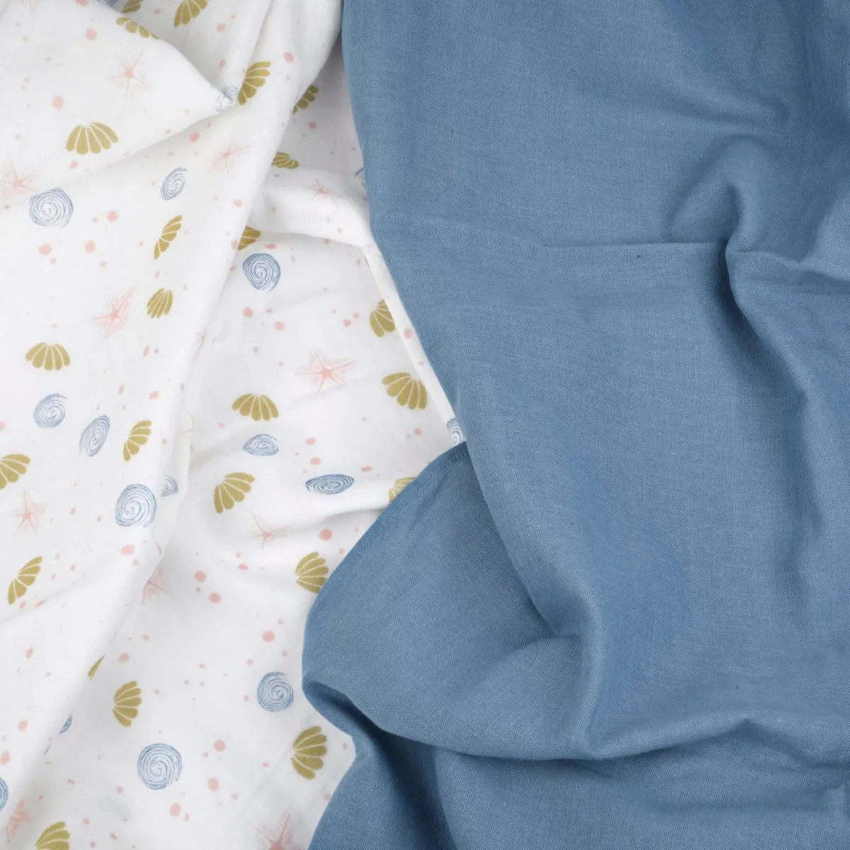 Naturally Dyed Organic Muslin Swaddles (Set of 2)- Sea of Dreams