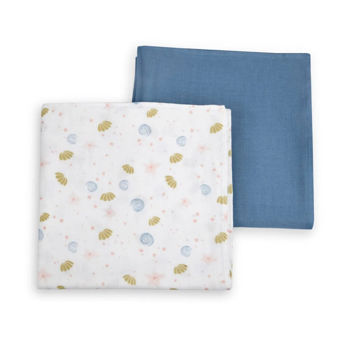 Naturally Dyed Organic Muslin Swaddles (Set of 2)- Sea of Dreams