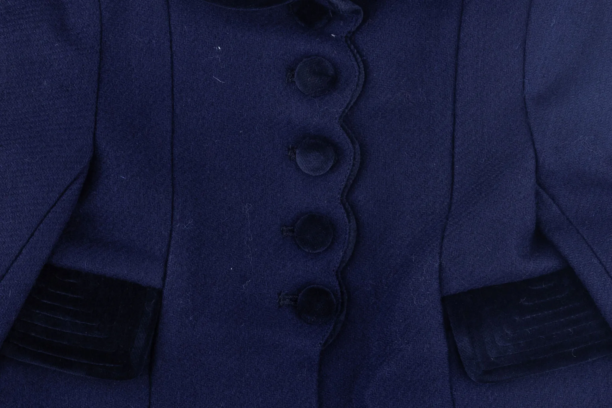 Navy Wool & Velvet Coat