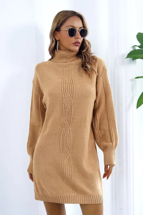 Nelly in New York Turtleneck Braided Sweater Dress | 3 Colors