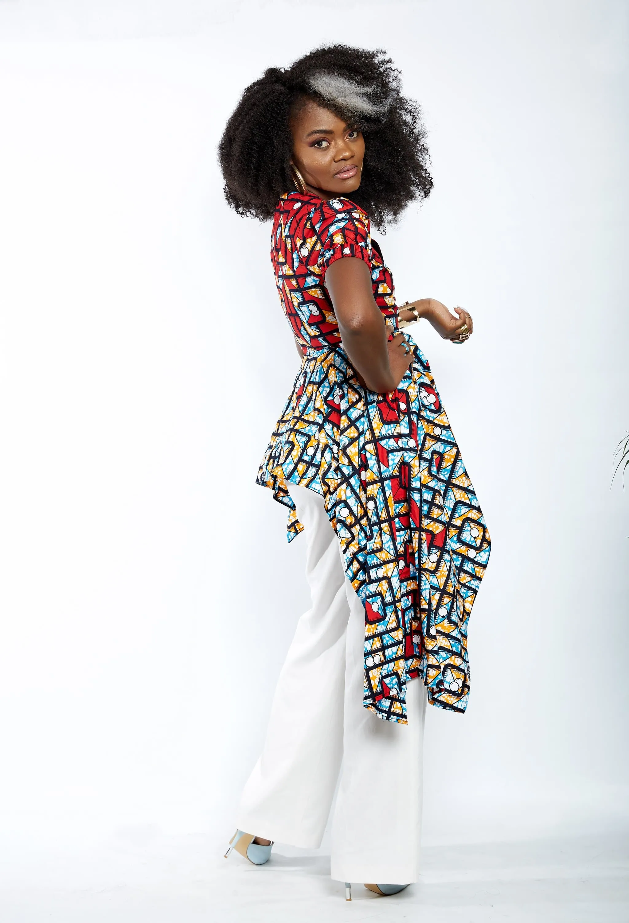 New In - Zuriel Venna African Print Asymmetric Blouse/Top