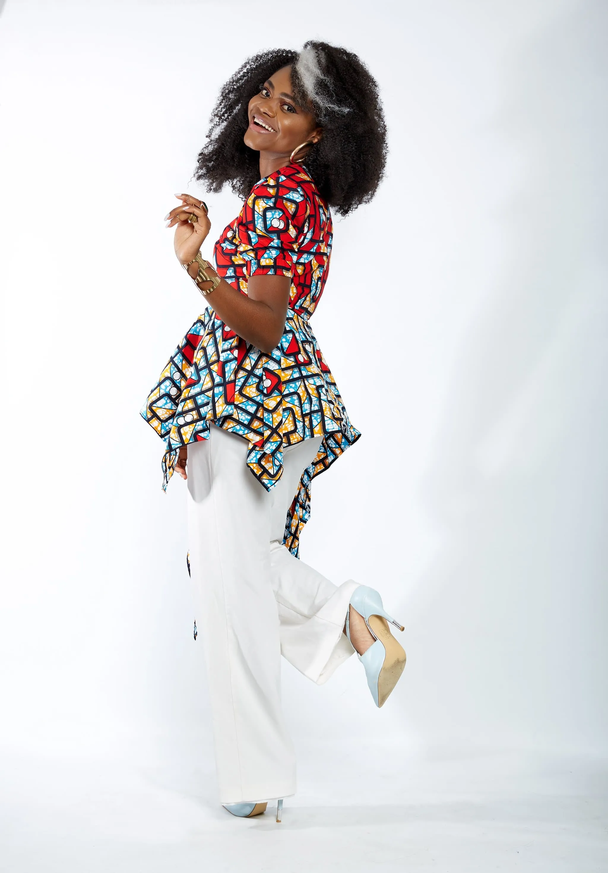 New In - Zuriel Venna African Print Asymmetric Blouse/Top