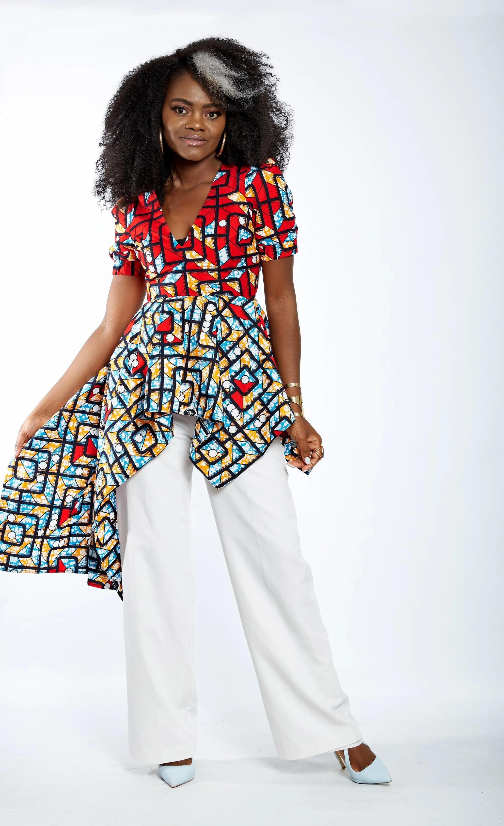 New In - Zuriel Venna African Print Asymmetric Blouse/Top