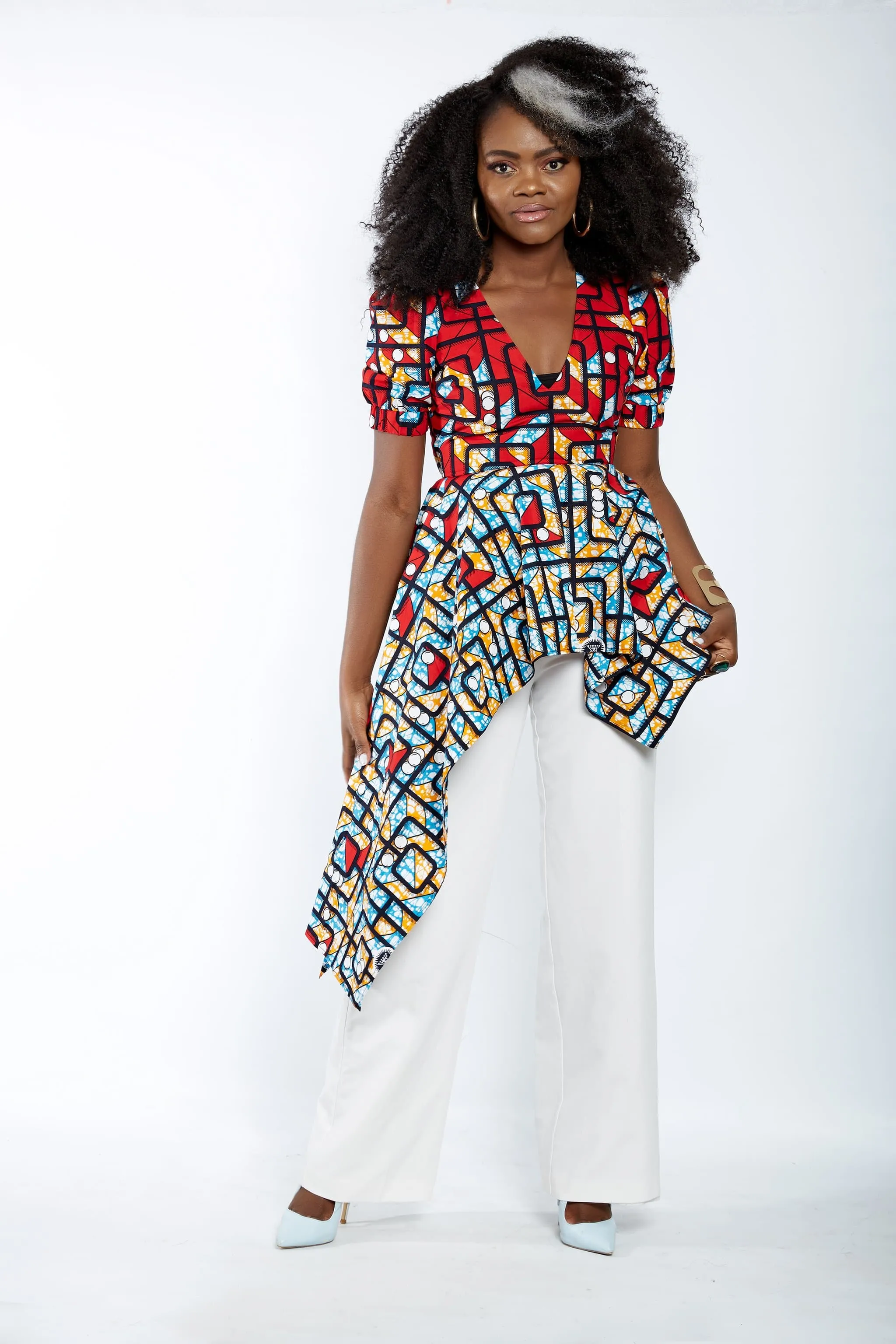 New In - Zuriel Venna African Print Asymmetric Blouse/Top