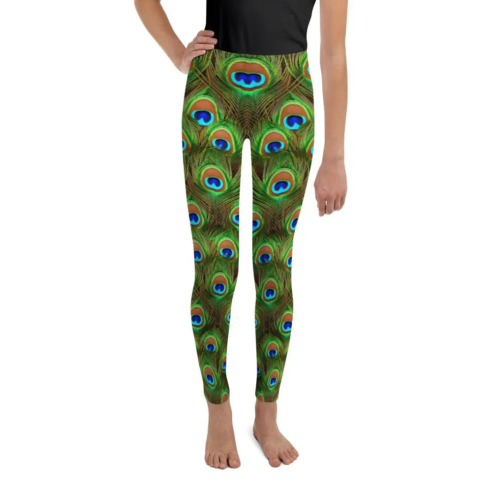 Peacock Feathered Youth Leggings