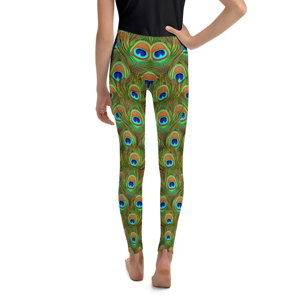 Peacock Feathered Youth Leggings