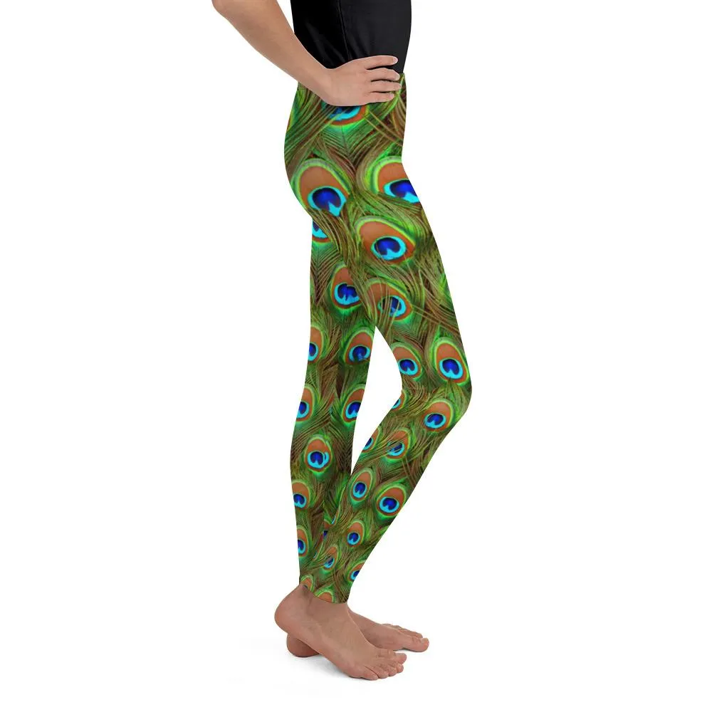 Peacock Feathered Youth Leggings