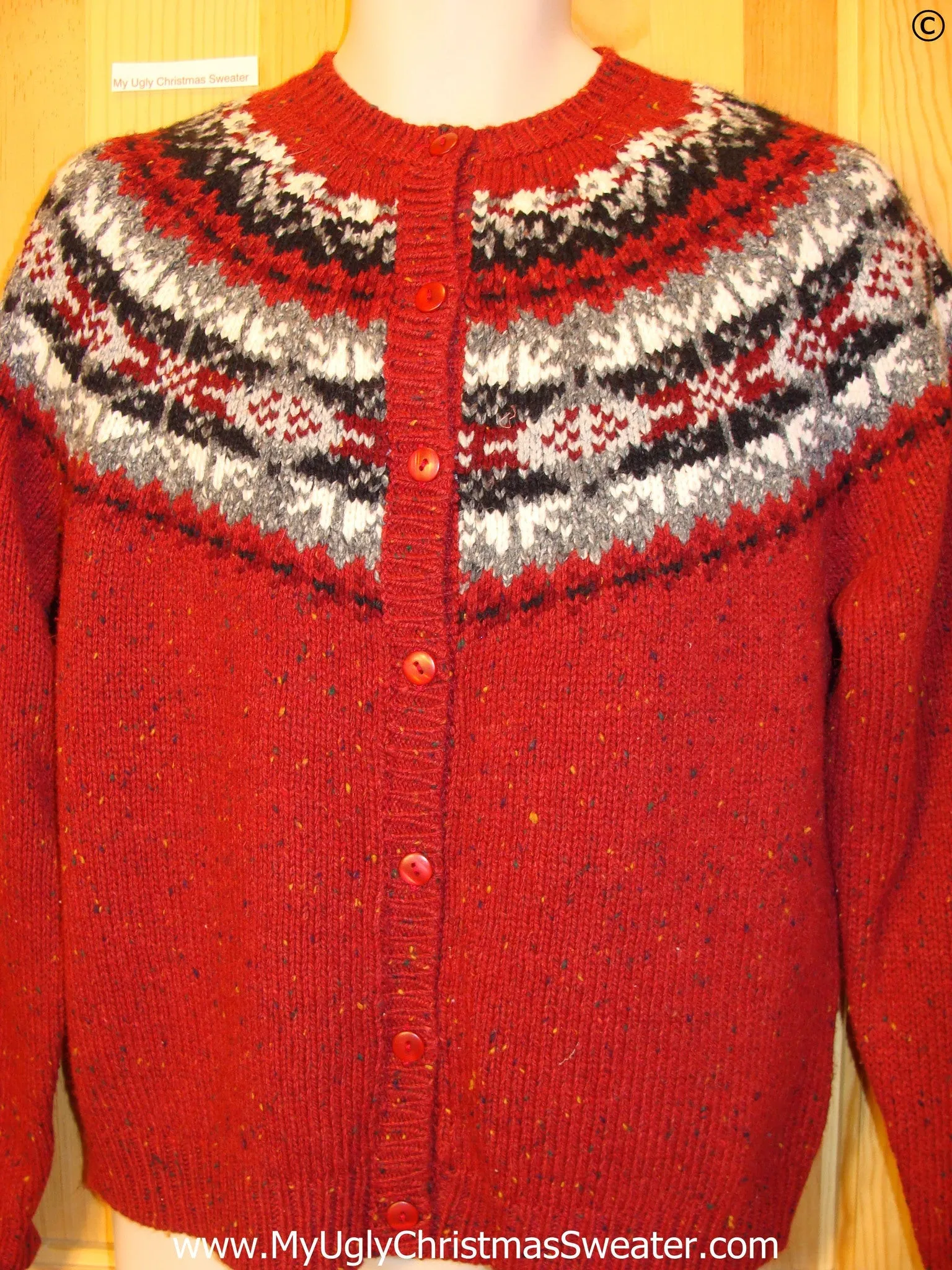 Red Nordic Style Tacky Christmas Sweater