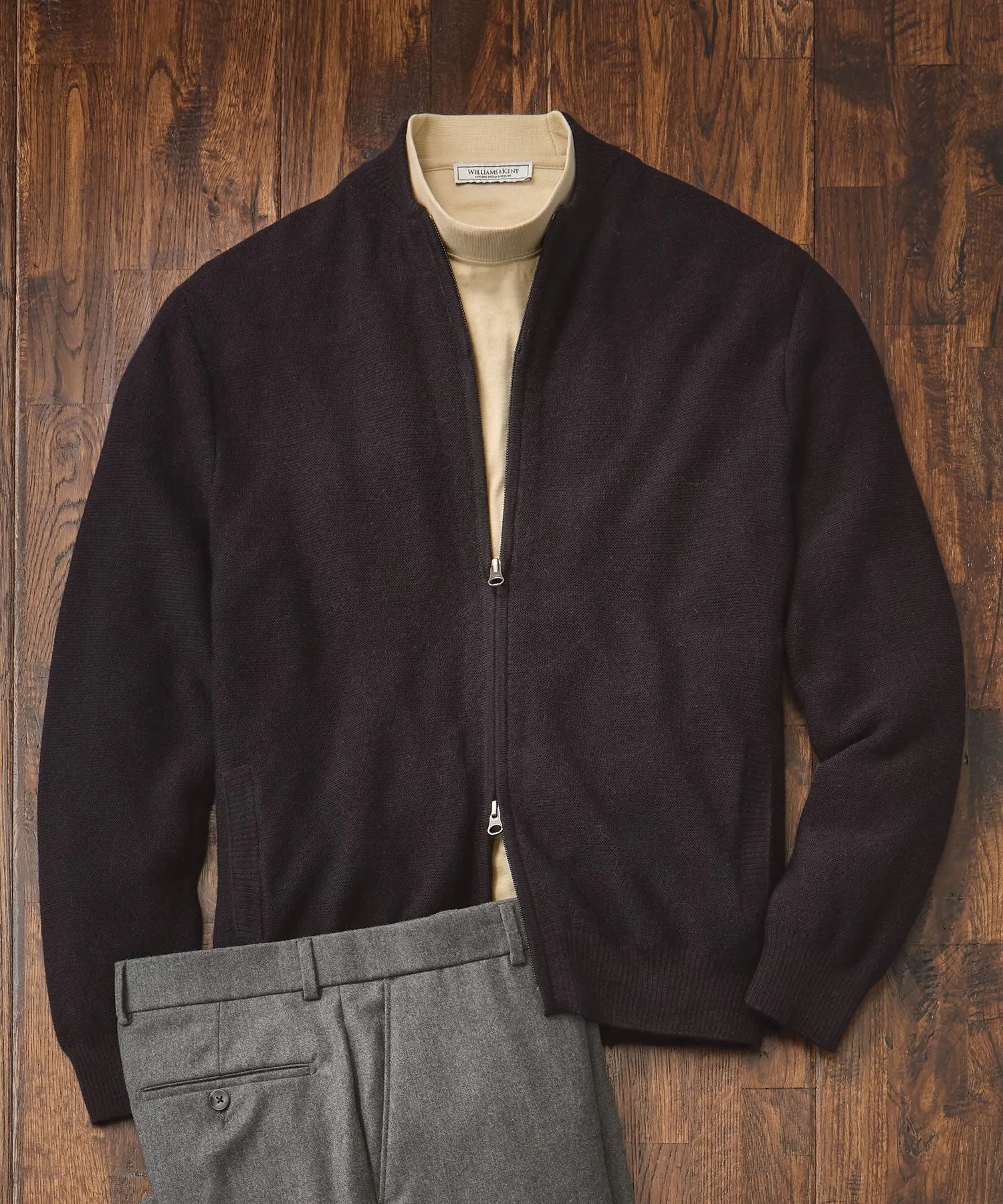 Royal Alpaca Links Stitch Zip Cardigan Bomber