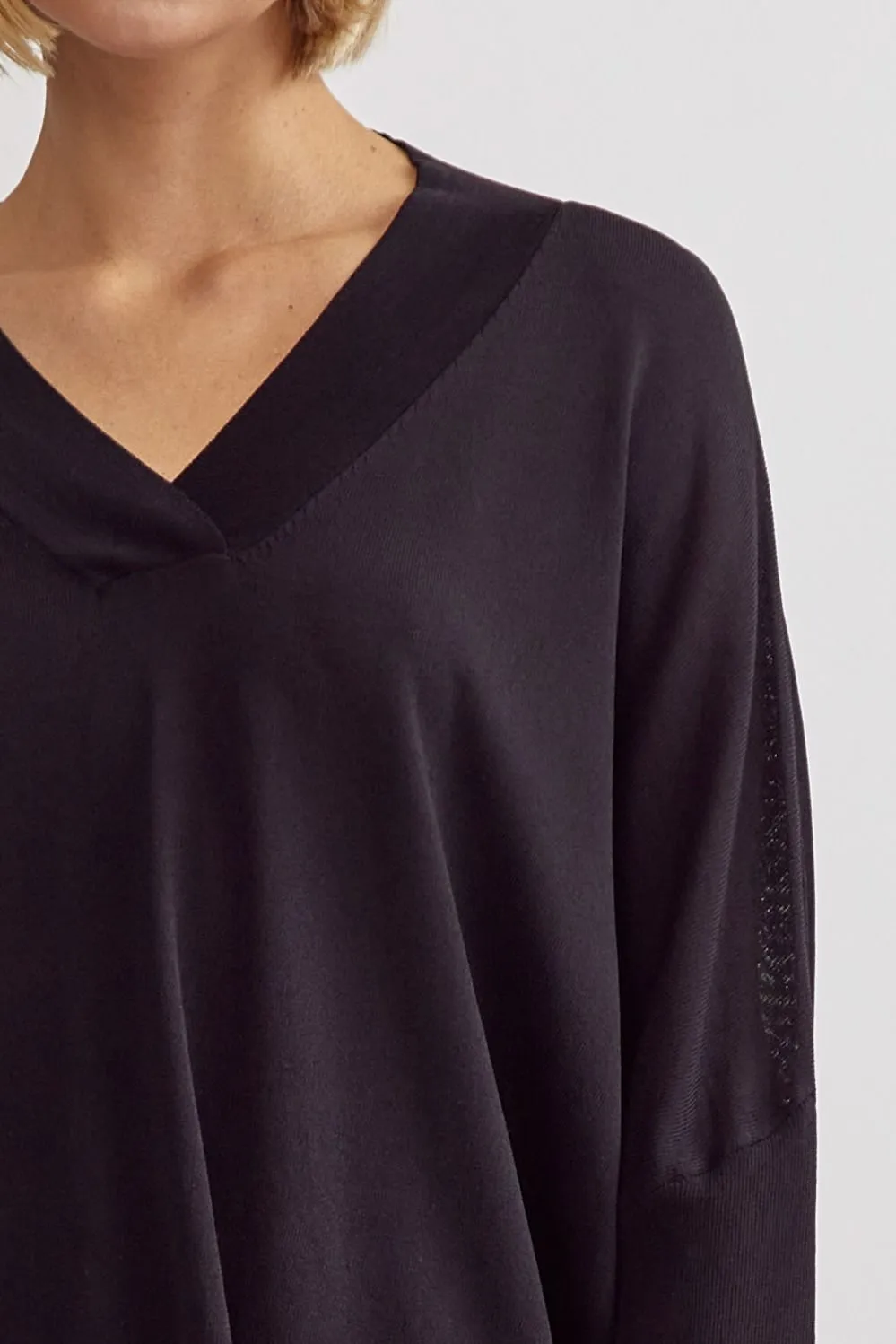 Shay V-Neck Knit Top - Black