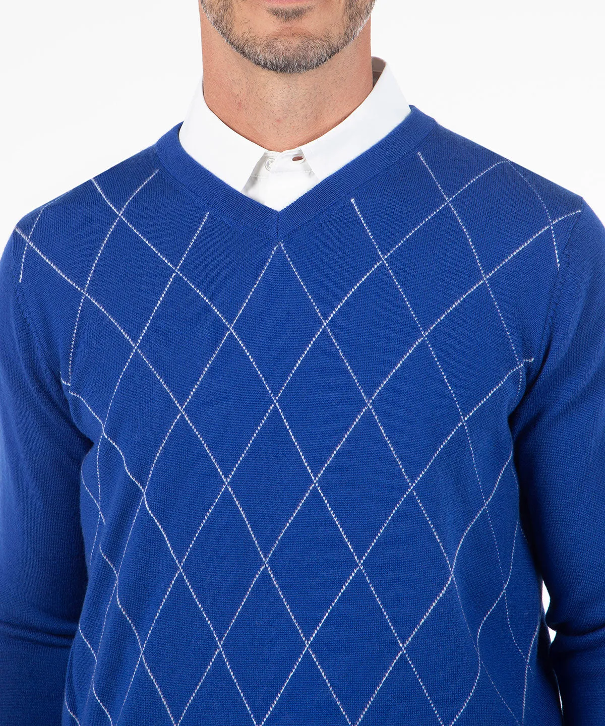 Signature Merino Argyle V-Neck Sweater