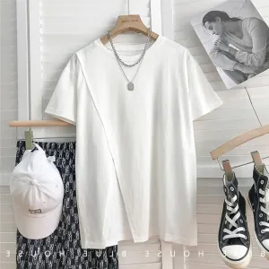 Summer Trendy Western Popular INS Student Splitted Short Sleeve T-Shirt Women Loose Tops T-Shirt