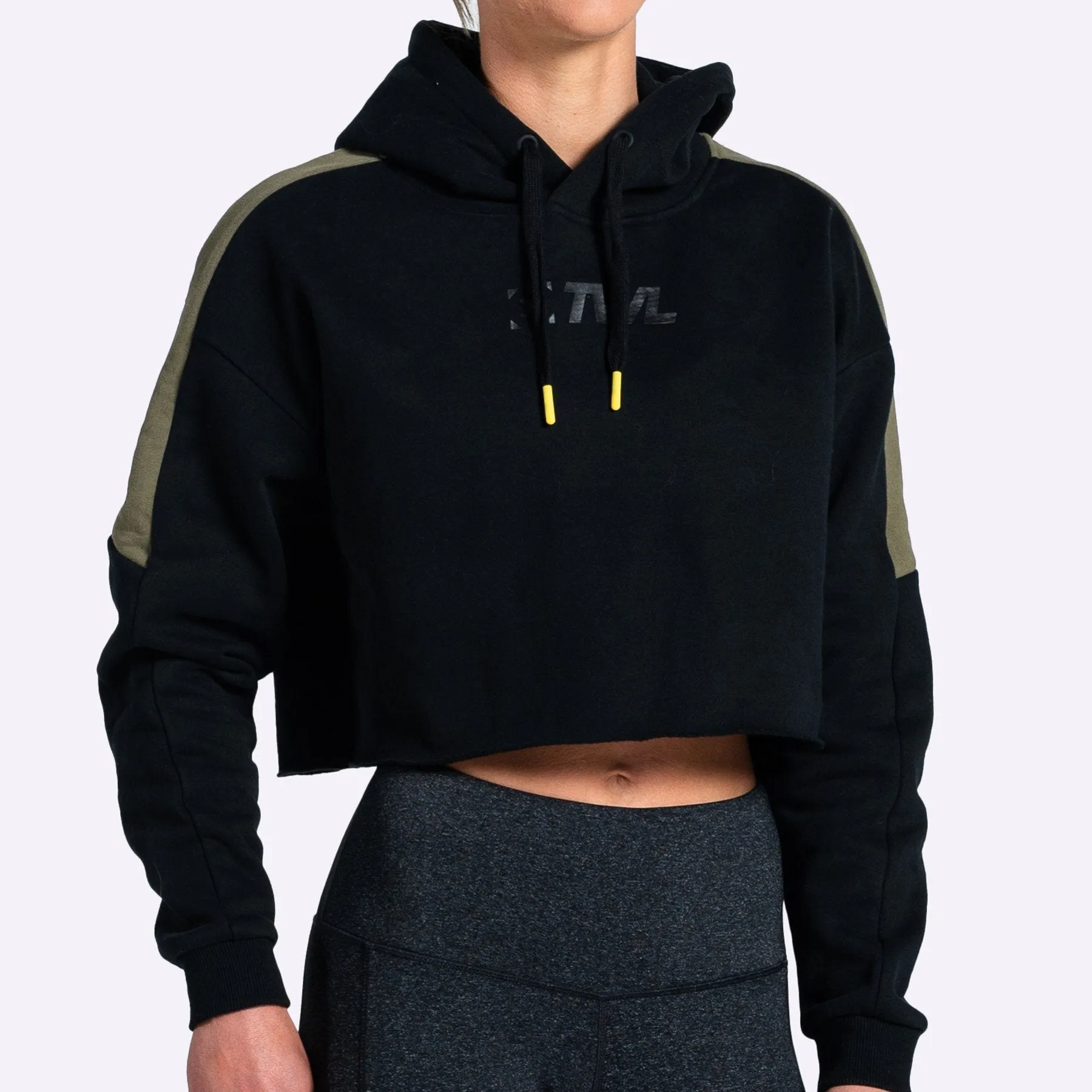 The WOD Life - Women's Wanderer Cropped Hoodie - BLACK/KHAKI