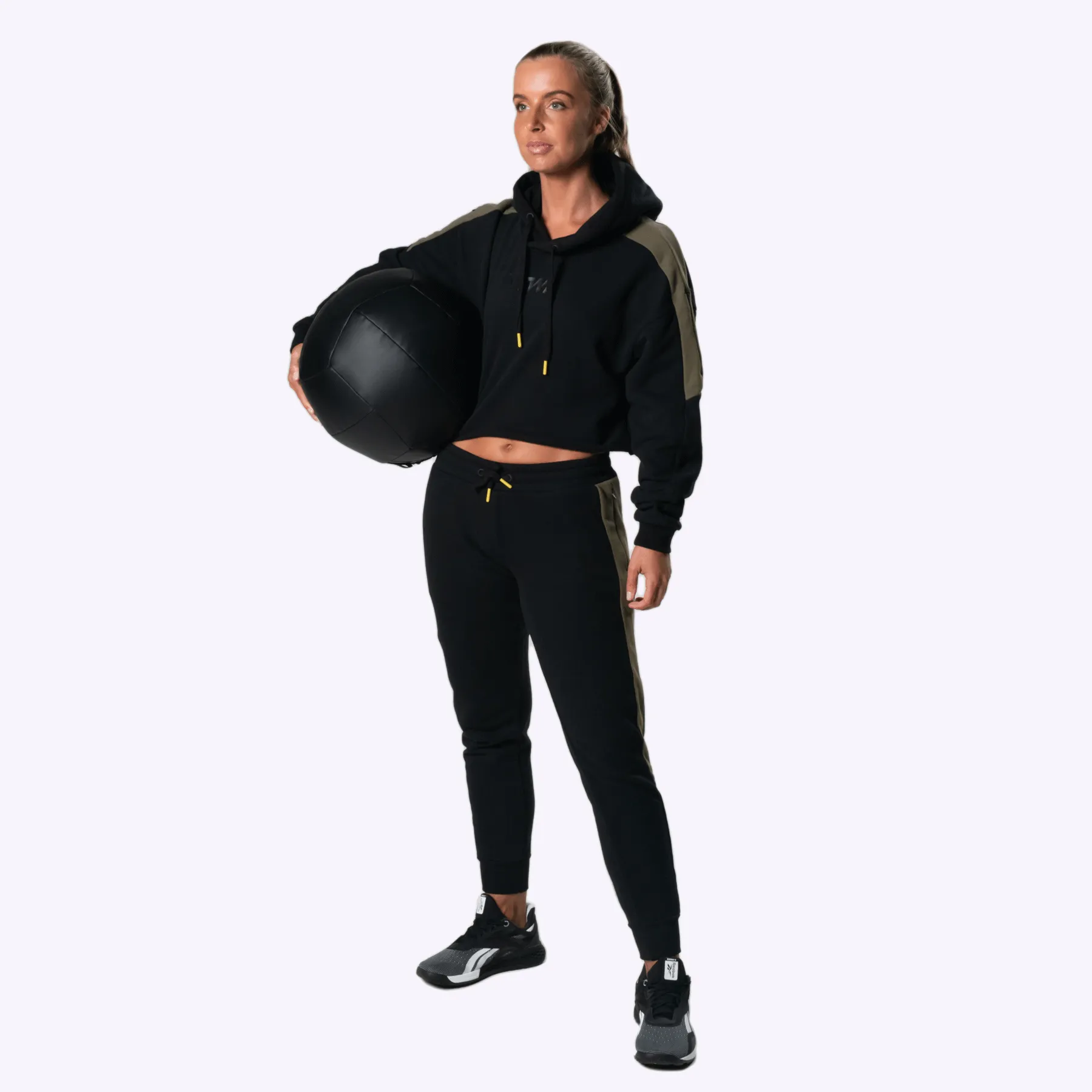 The WOD Life - Women's Wanderer Cropped Hoodie - BLACK/KHAKI