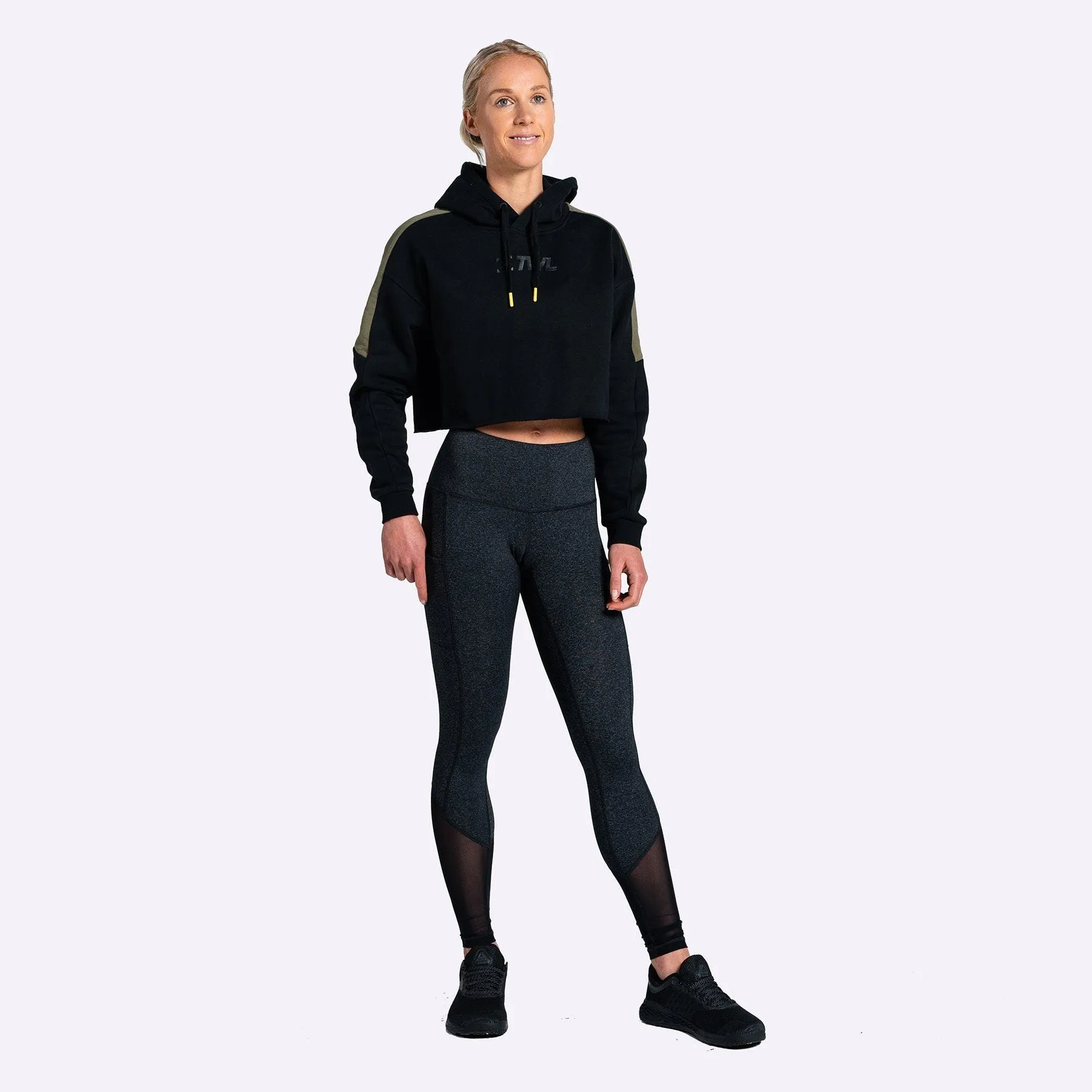 The WOD Life - Women's Wanderer Cropped Hoodie - BLACK/KHAKI