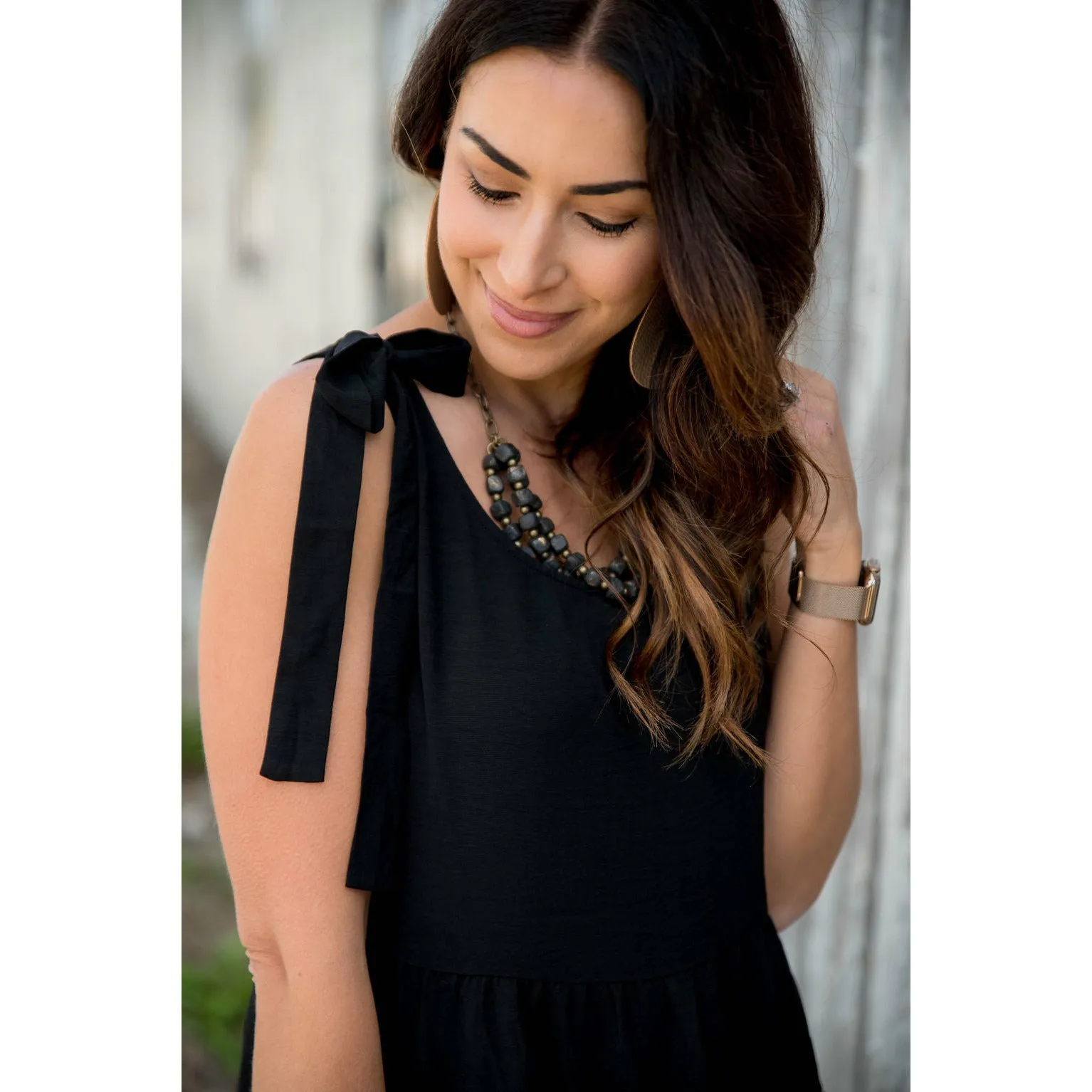 Tie Strap Tiered Dress