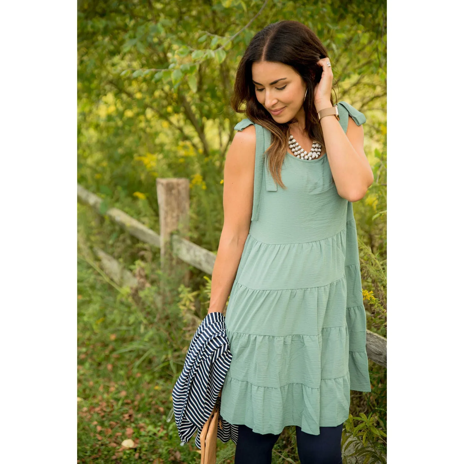 Tie Strap Tiered Dress