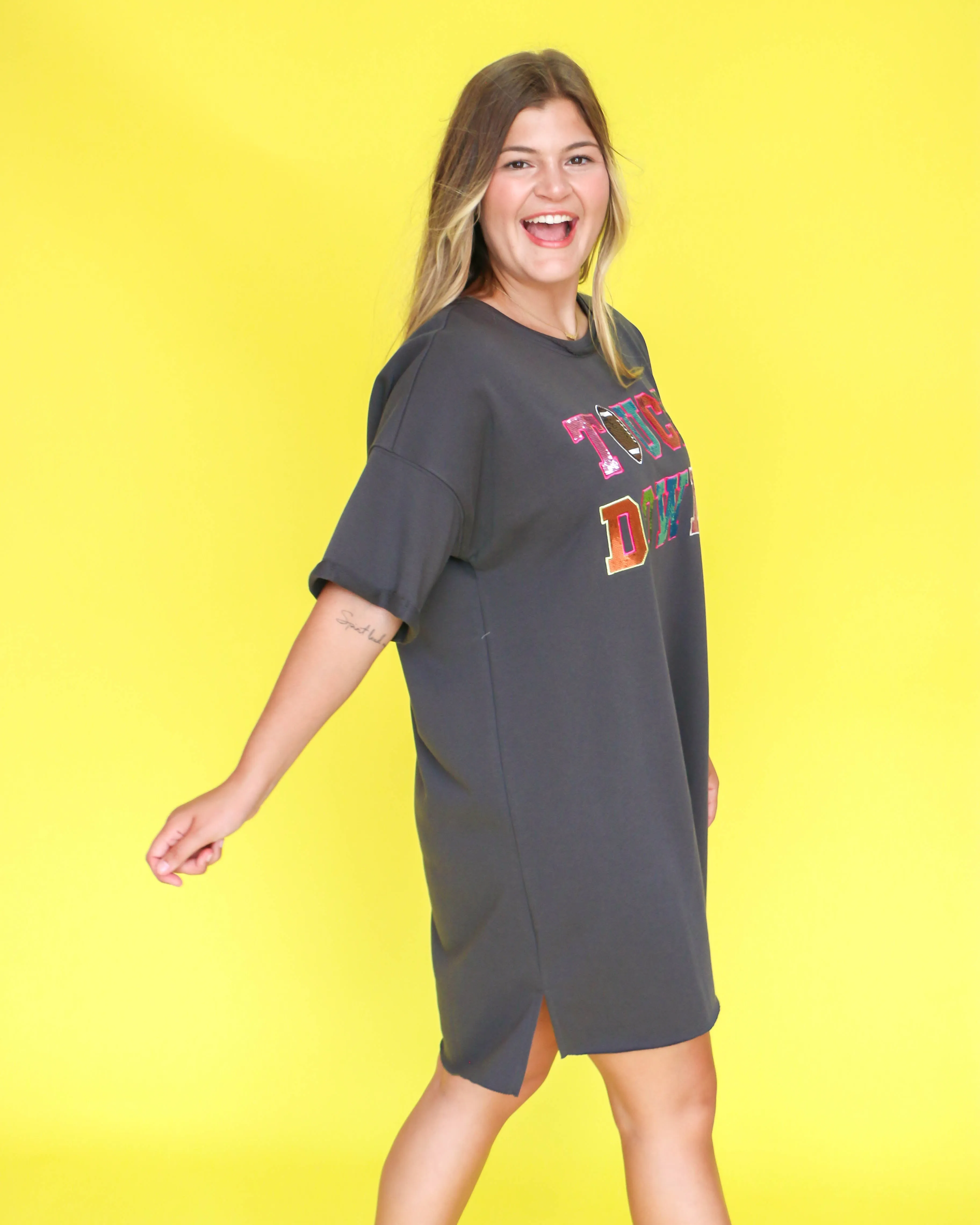 TOUCH DOWN Charcoal Dress