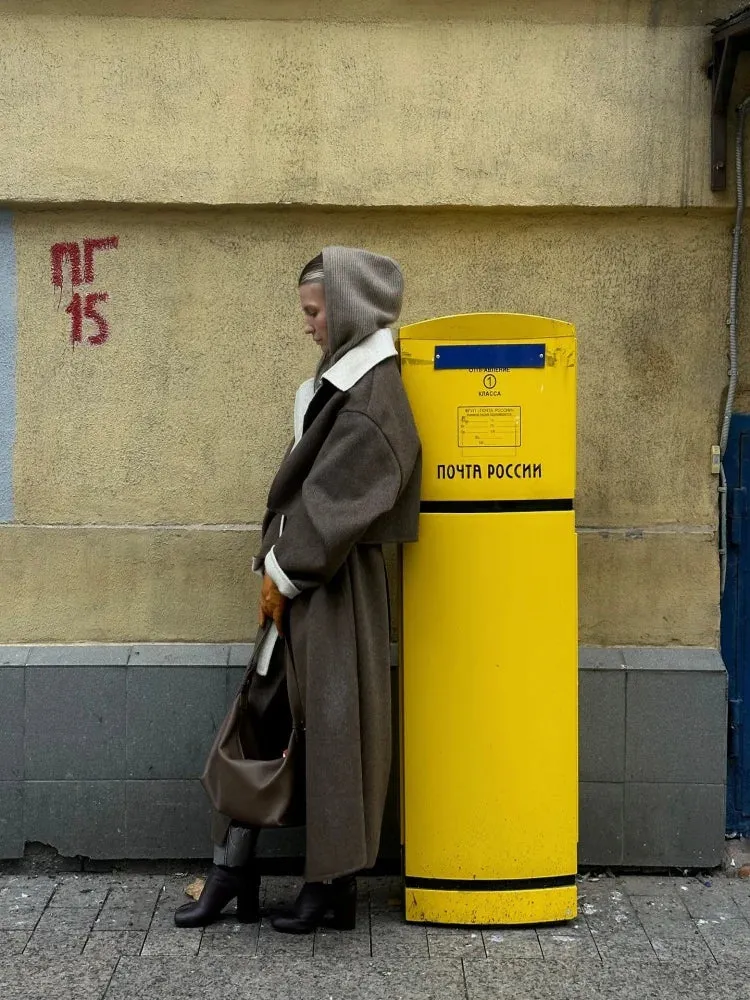 Vintage single breasted long wool overcoat trench coat with belt