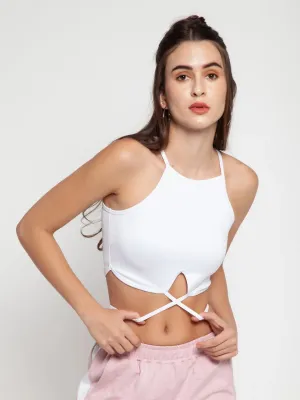 White Midriff Flossing Crop top