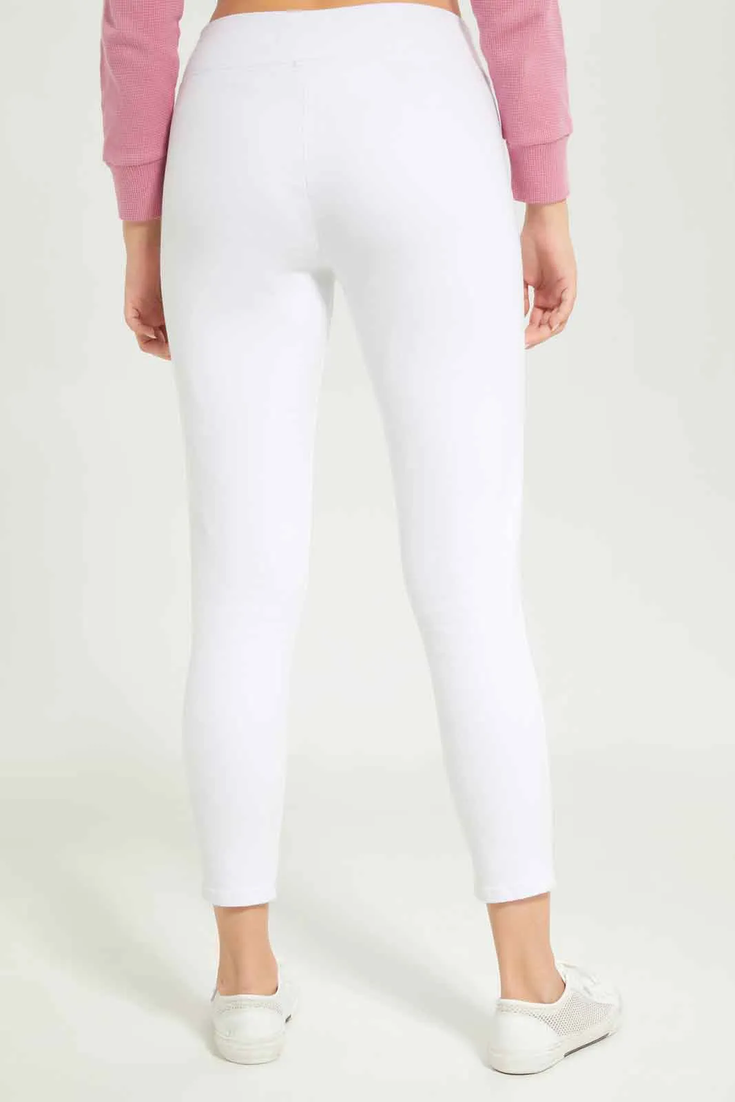 White  Skinny Mid Waist Jeans