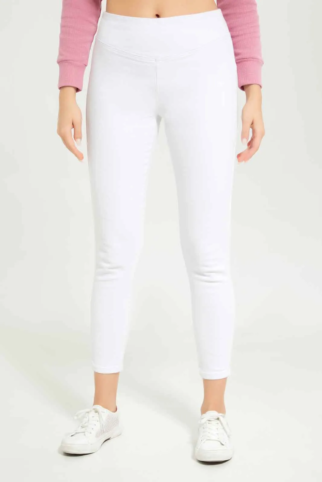 White  Skinny Mid Waist Jeans