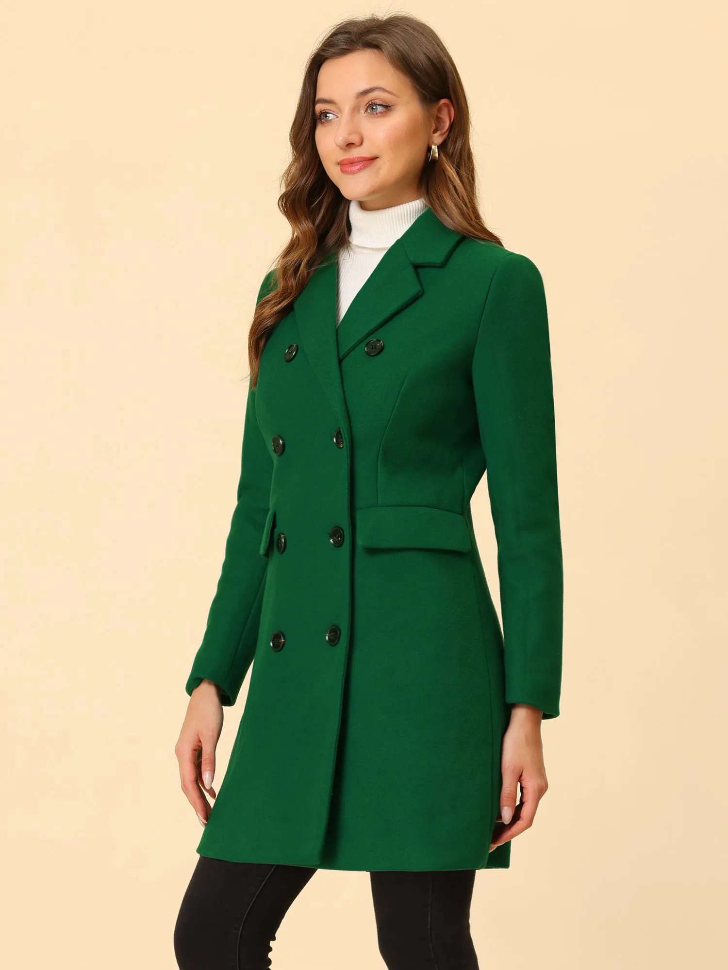 Winter Elegant Notched Lapel Double Breasted Trench Coat