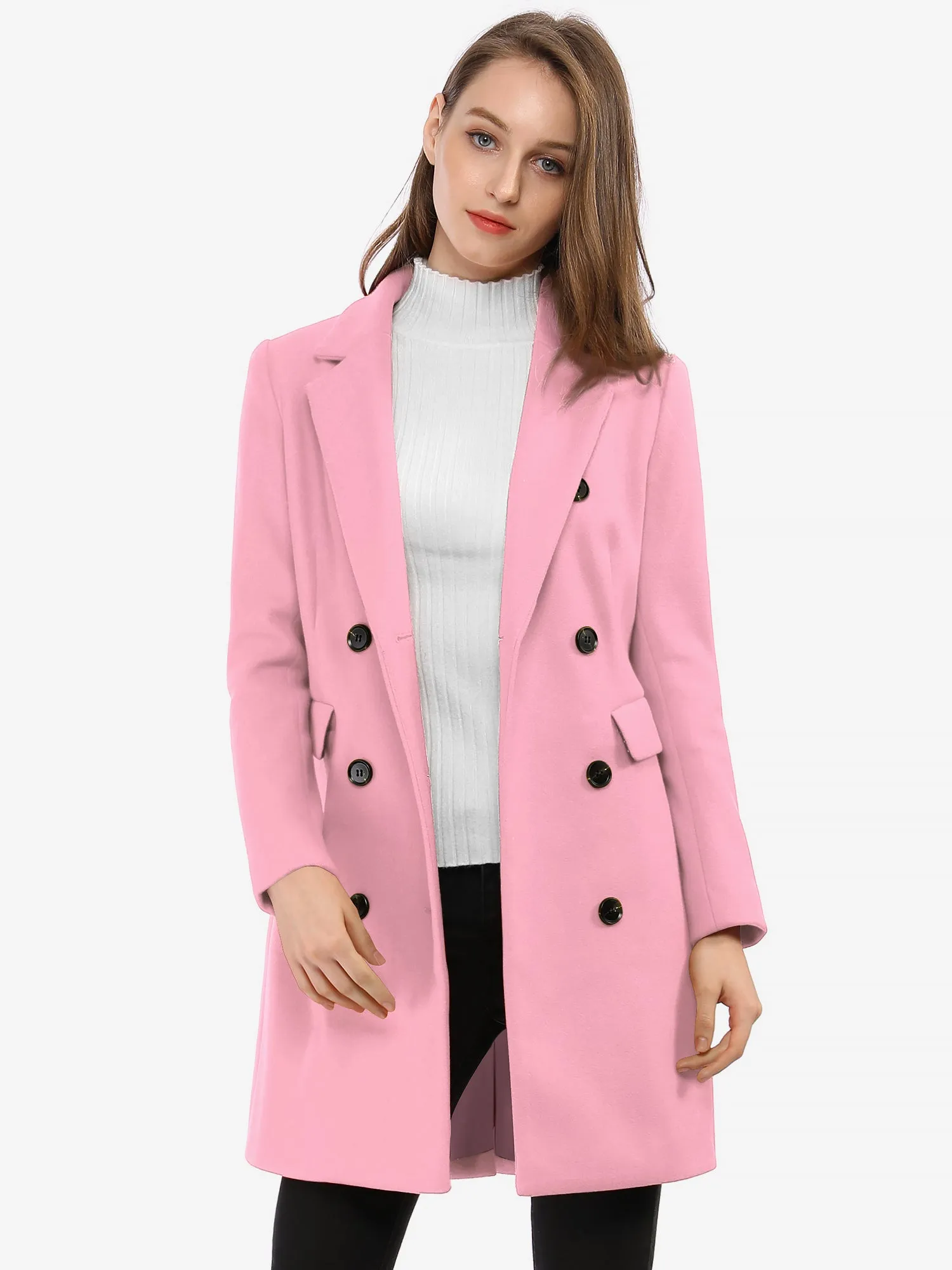 Winter Elegant Notched Lapel Double Breasted Trench Coat