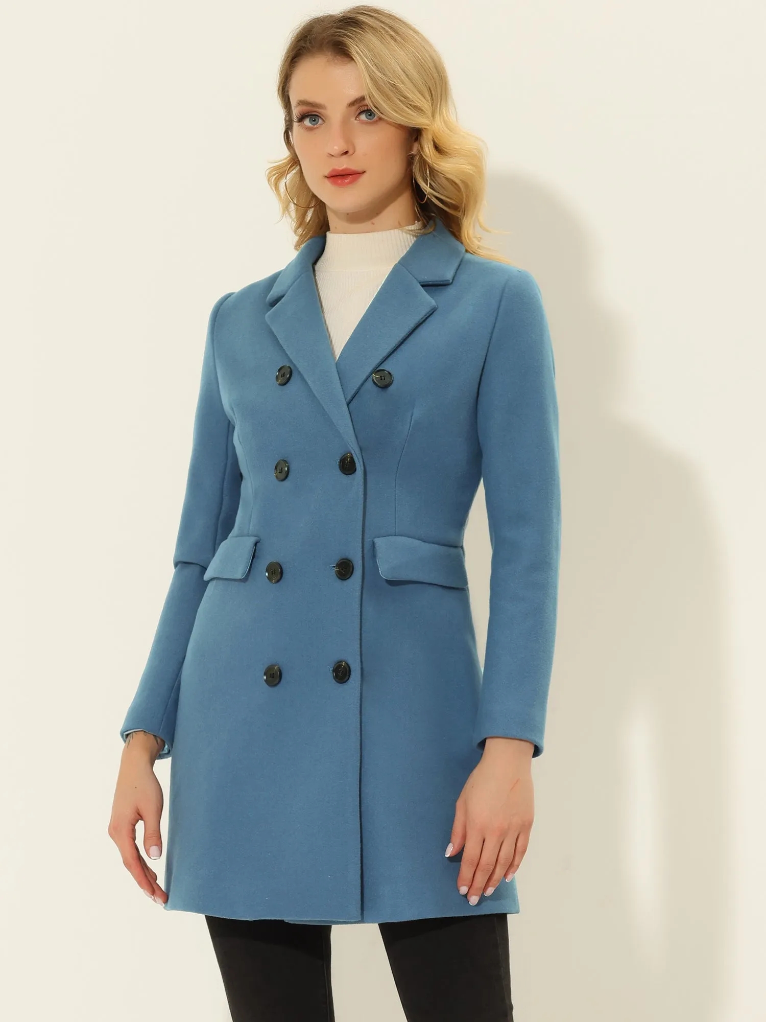 Winter Elegant Notched Lapel Double Breasted Trench Coat