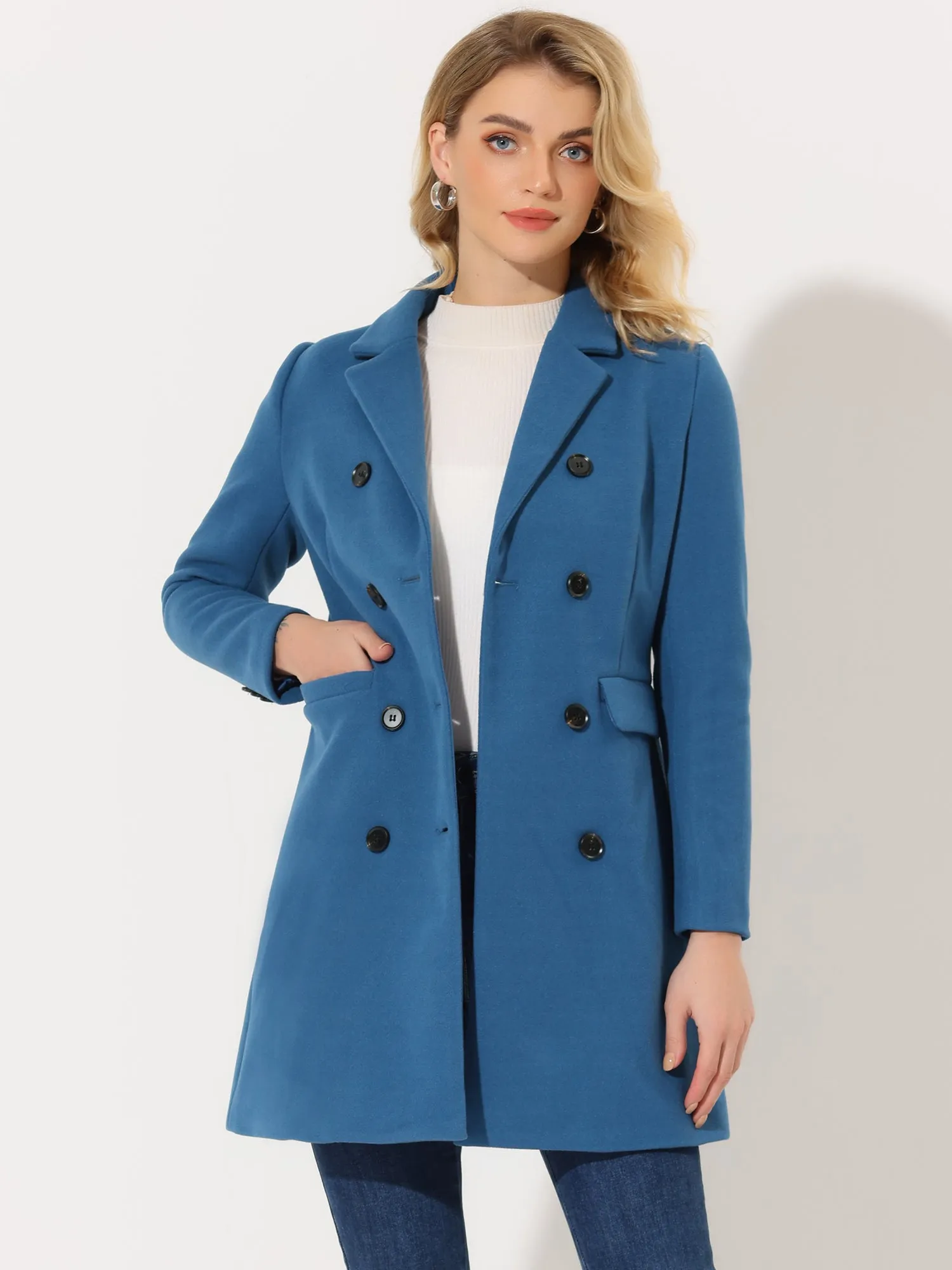 Winter Elegant Notched Lapel Double Breasted Trench Coat