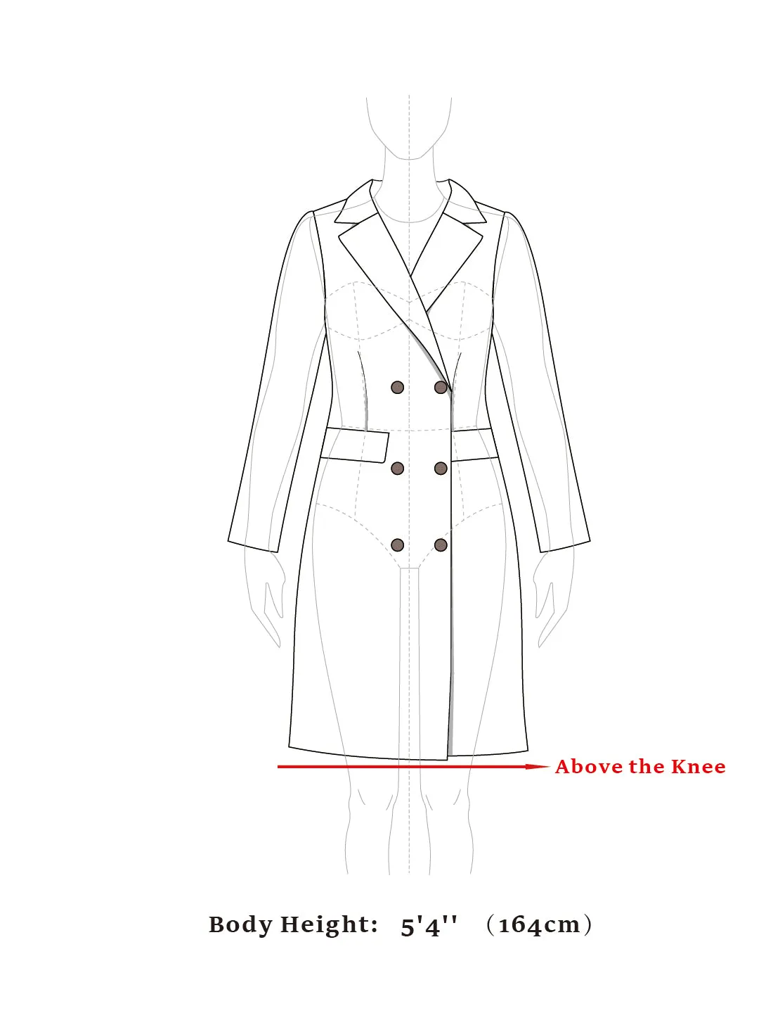 Winter Elegant Notched Lapel Double Breasted Trench Coat