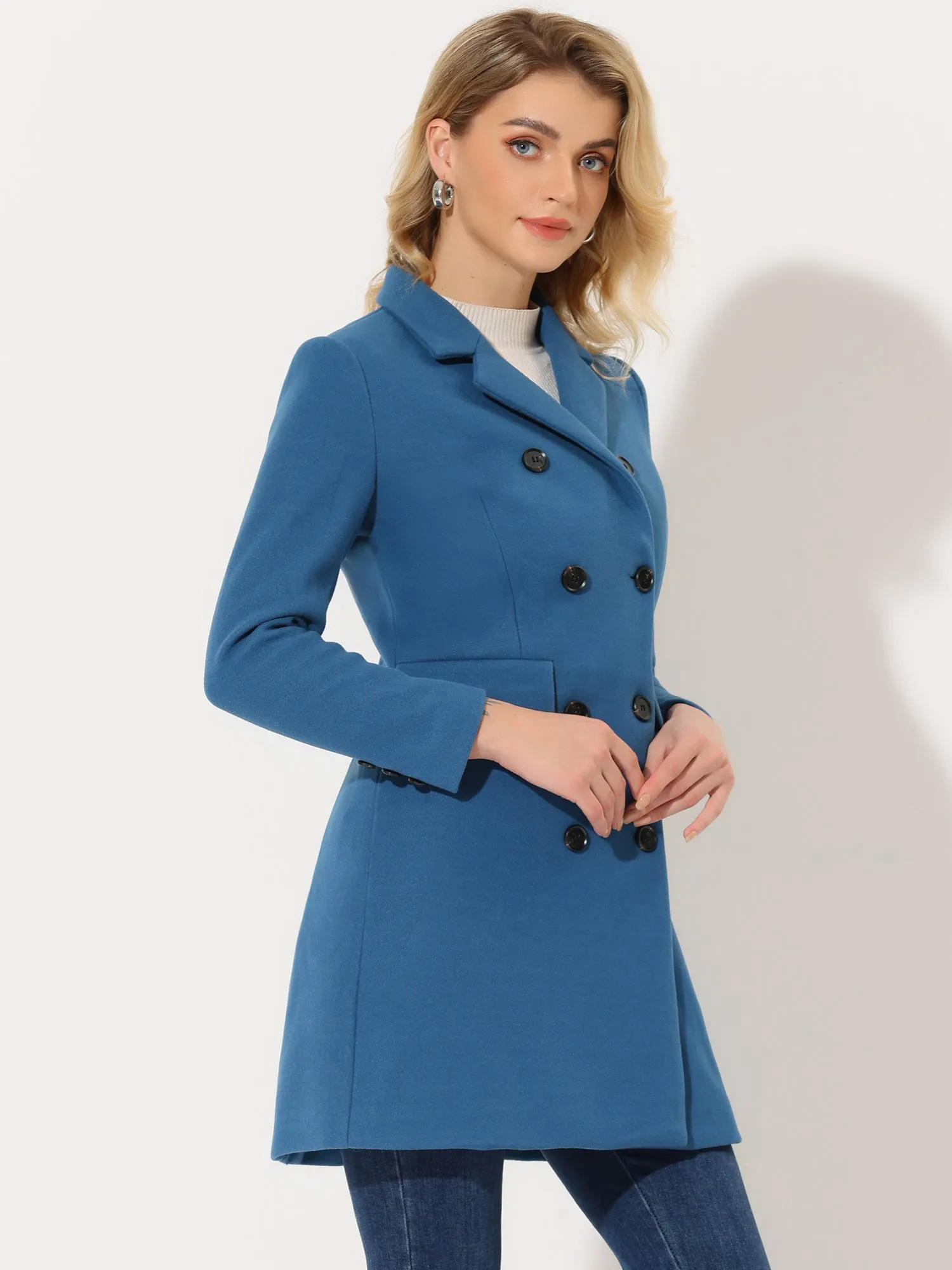 Winter Elegant Notched Lapel Double Breasted Trench Coat