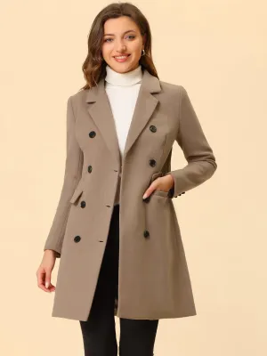 Winter Elegant Notched Lapel Double Breasted Trench Coat