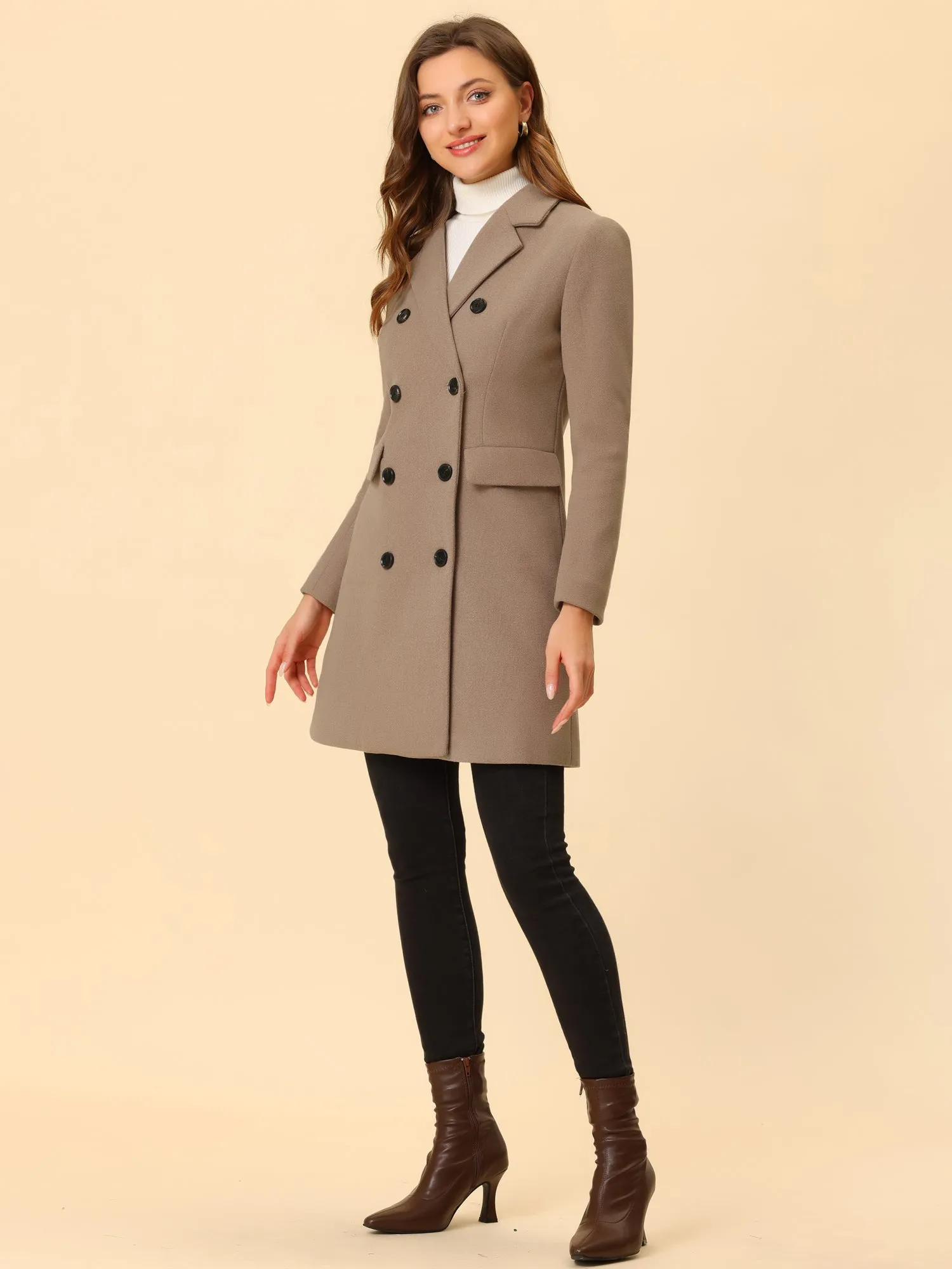 Winter Elegant Notched Lapel Double Breasted Trench Coat