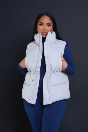 With The Crew Oversized Puffer Vest - Grey