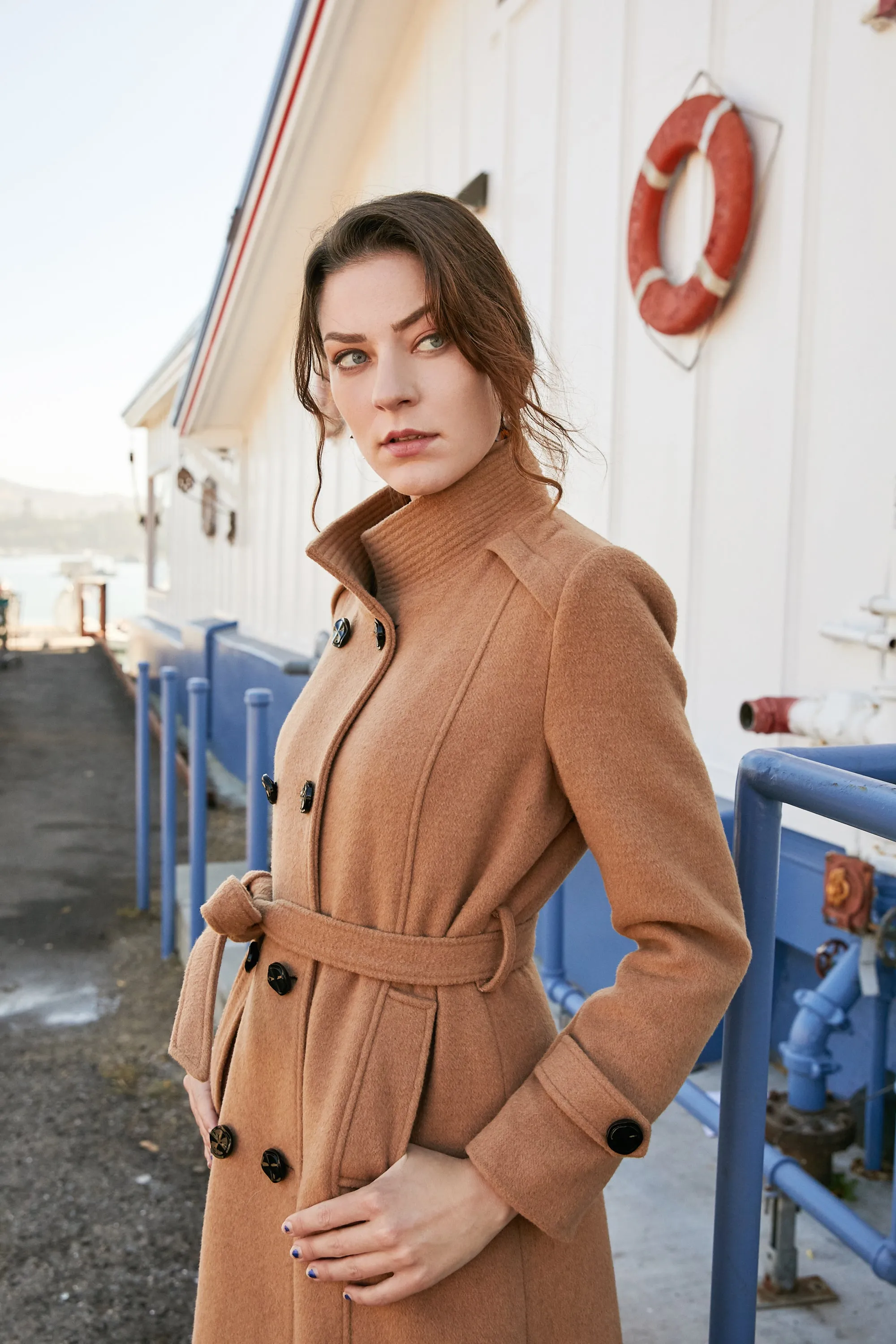 Women Wool Trench Coat With Belt