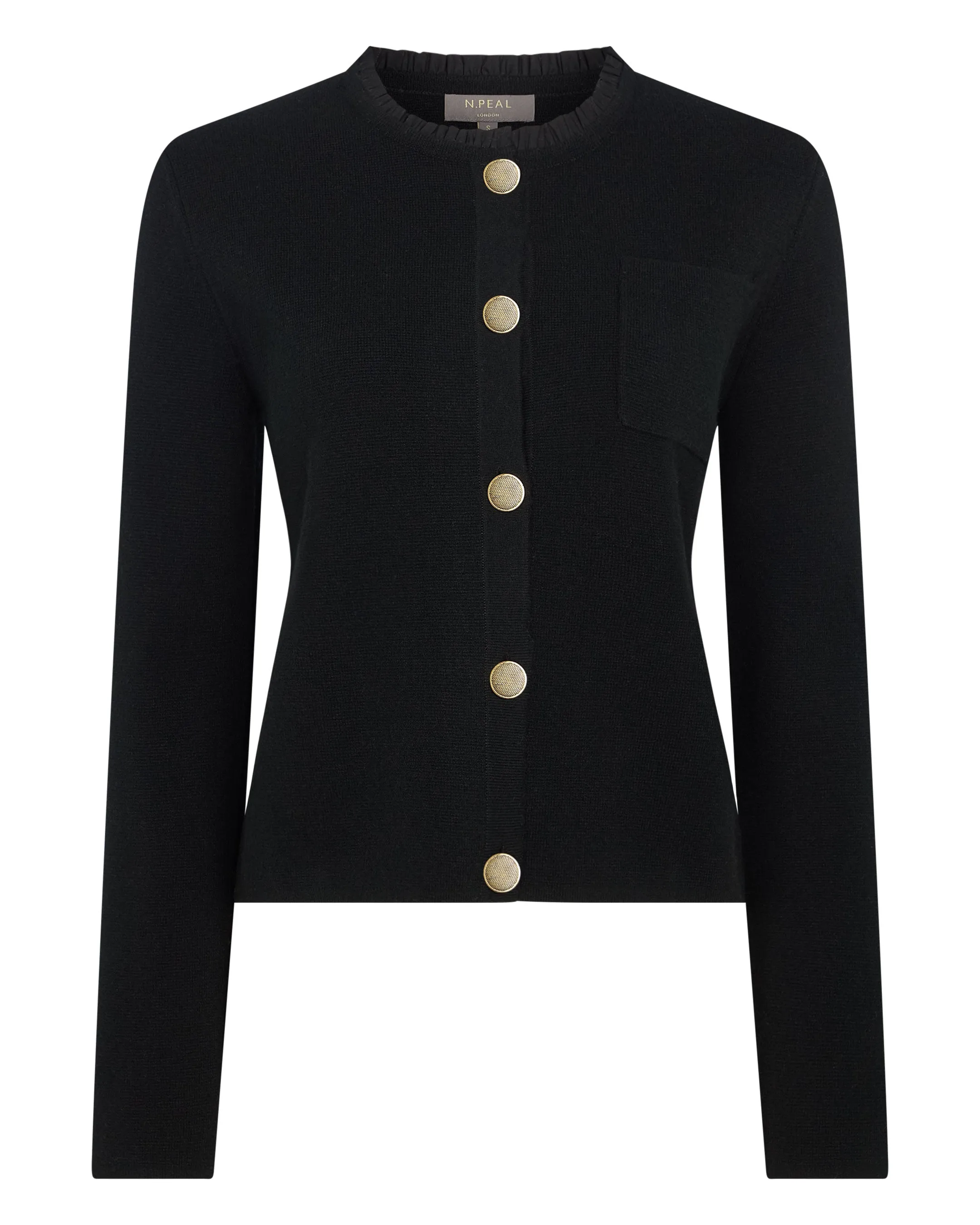 Women's Ruffle Collar Cashmere Jacket Black